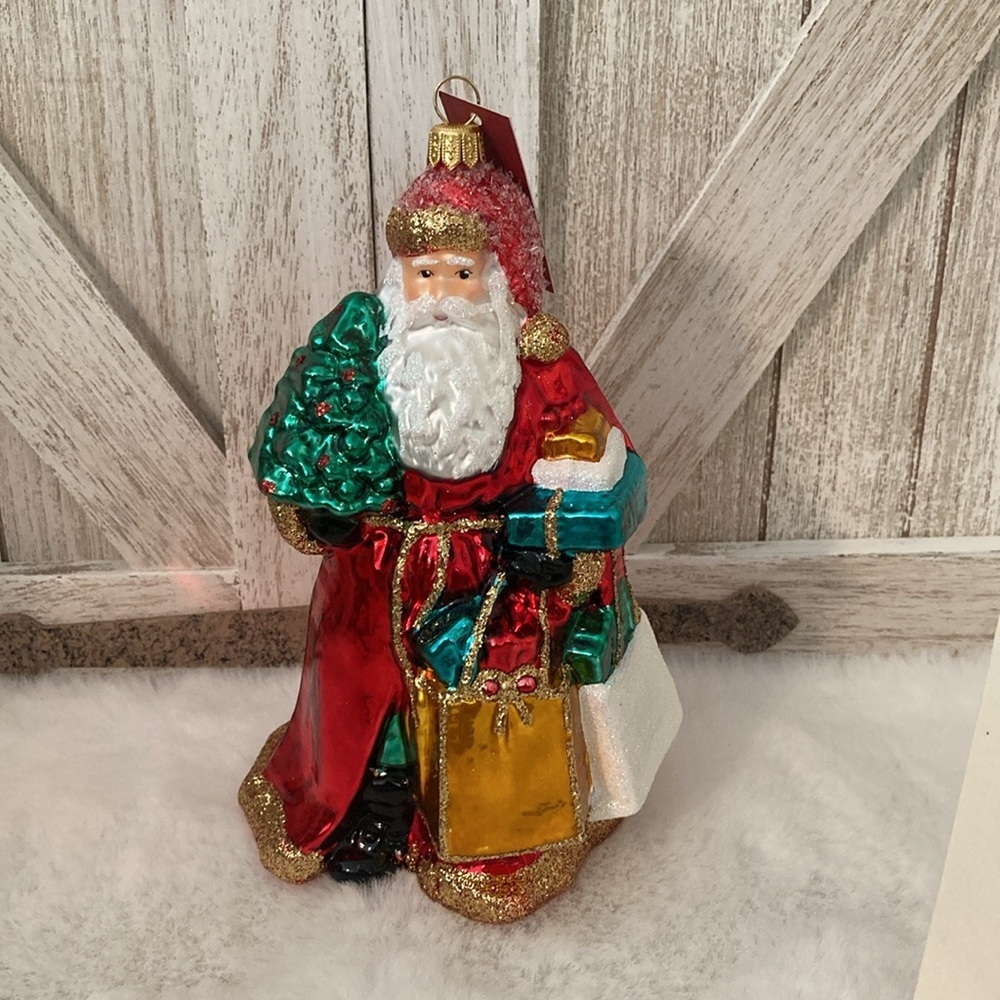 Glassware Art Studio Christmas Santa Ornament